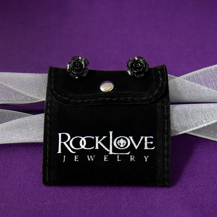 RockLove Jewelry XV Black Rose Earrings