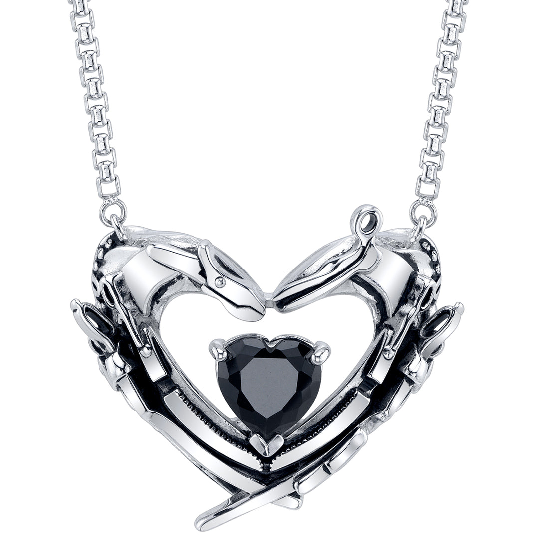 Edward Scissorhands X RockLove Crystal Heart Necklace