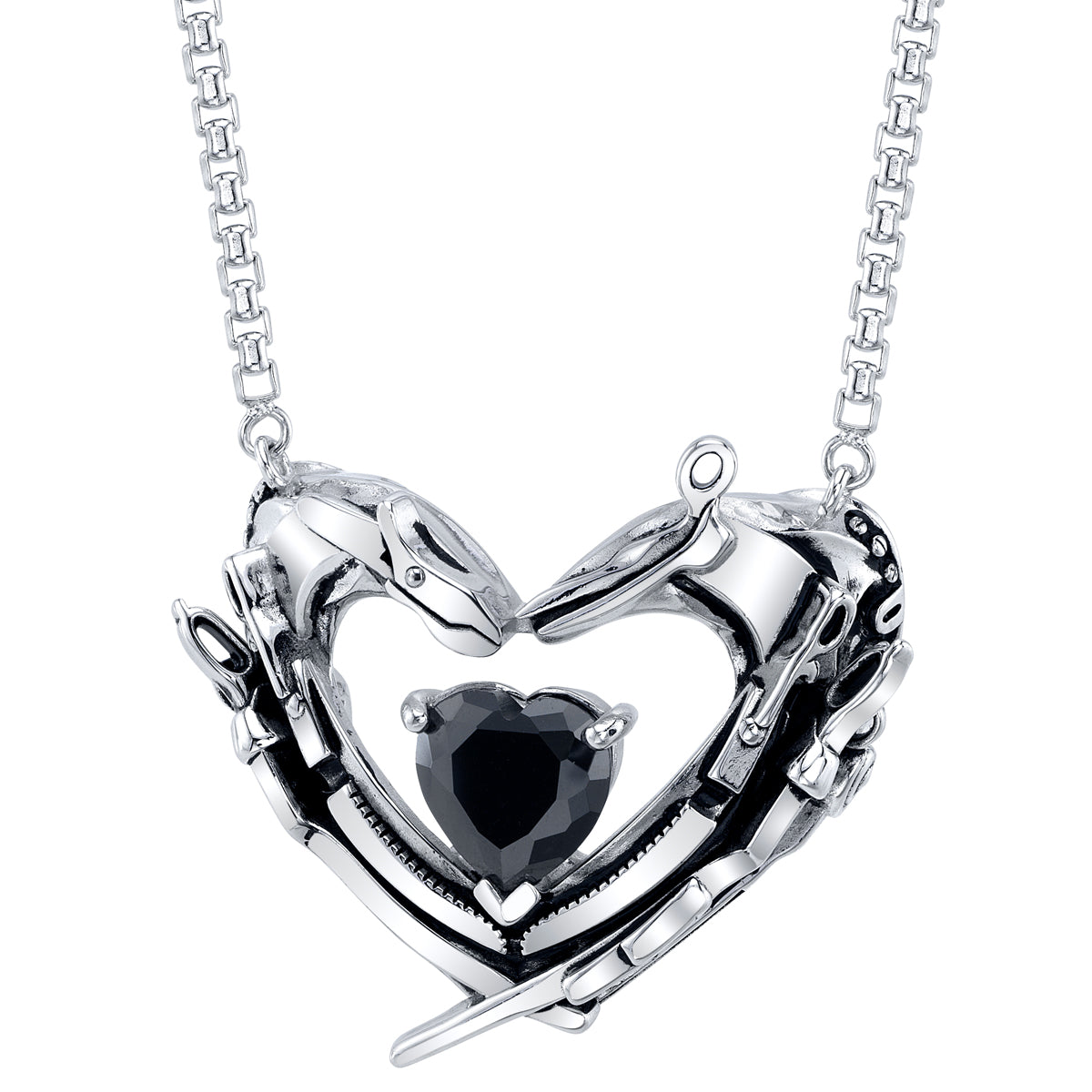 Edward Scissorhands X RockLove Crystal Heart Necklace - RockLove