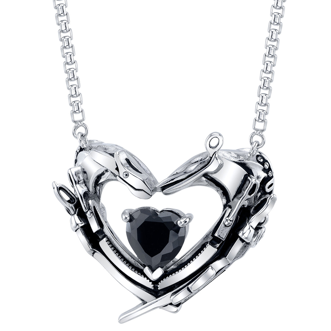 Edward Scissorhands X RockLove Crystal Heart Necklace