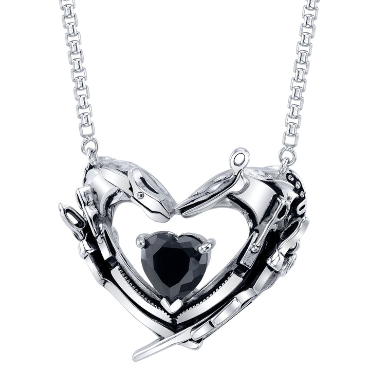 Edward Scissorhands X RockLove Crystal Heart Necklace