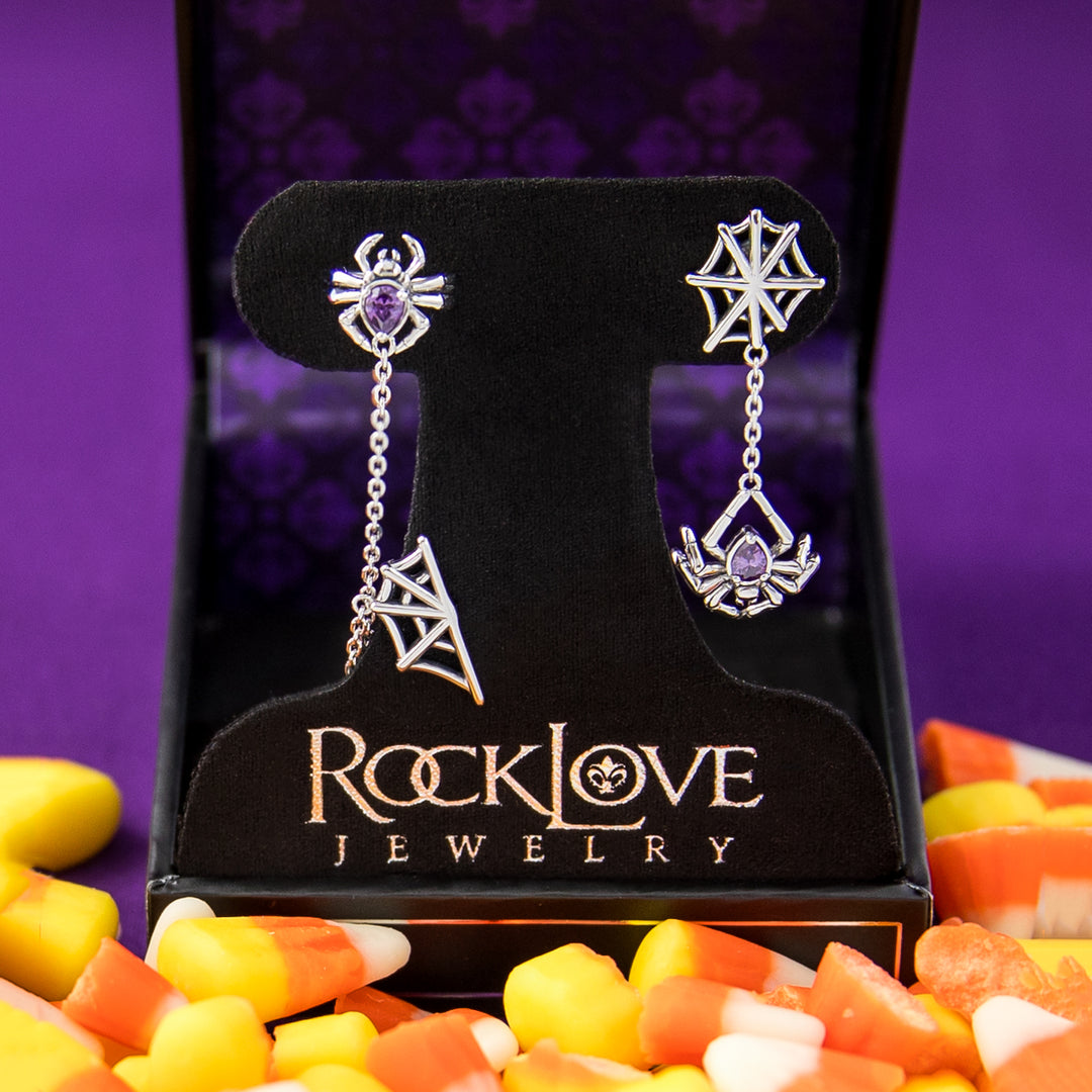 RockLove Boo-Tique Spinning Spider Earrings