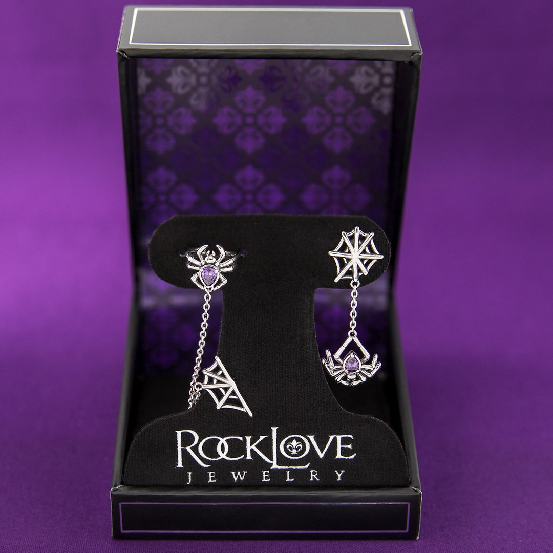 RockLove Boo-Tique Spinning Spider Earrings