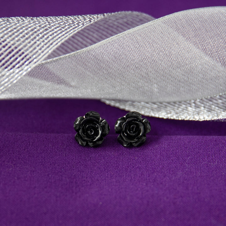 RockLove Jewelry XV Black Rose Earrings