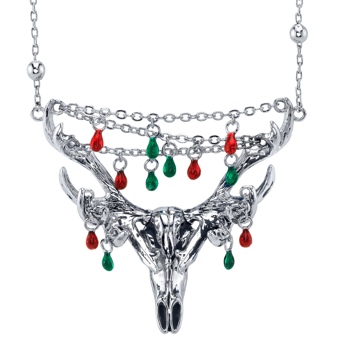 RockLove Yule-Tique Festive Reindeer Skull Necklace