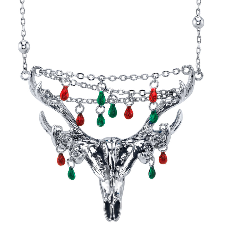 RockLove Yule-Tique Festive Reindeer Skull Necklace