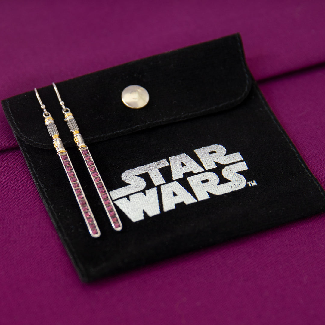 Star Wars X RockLove Mace Windu Crystal Lightsaber Earrings