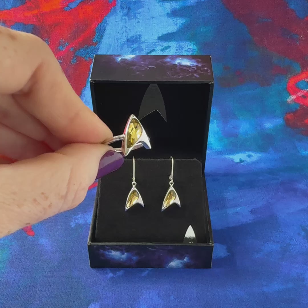 Star Trek X RockLove Yellow Crystal Delta Ring