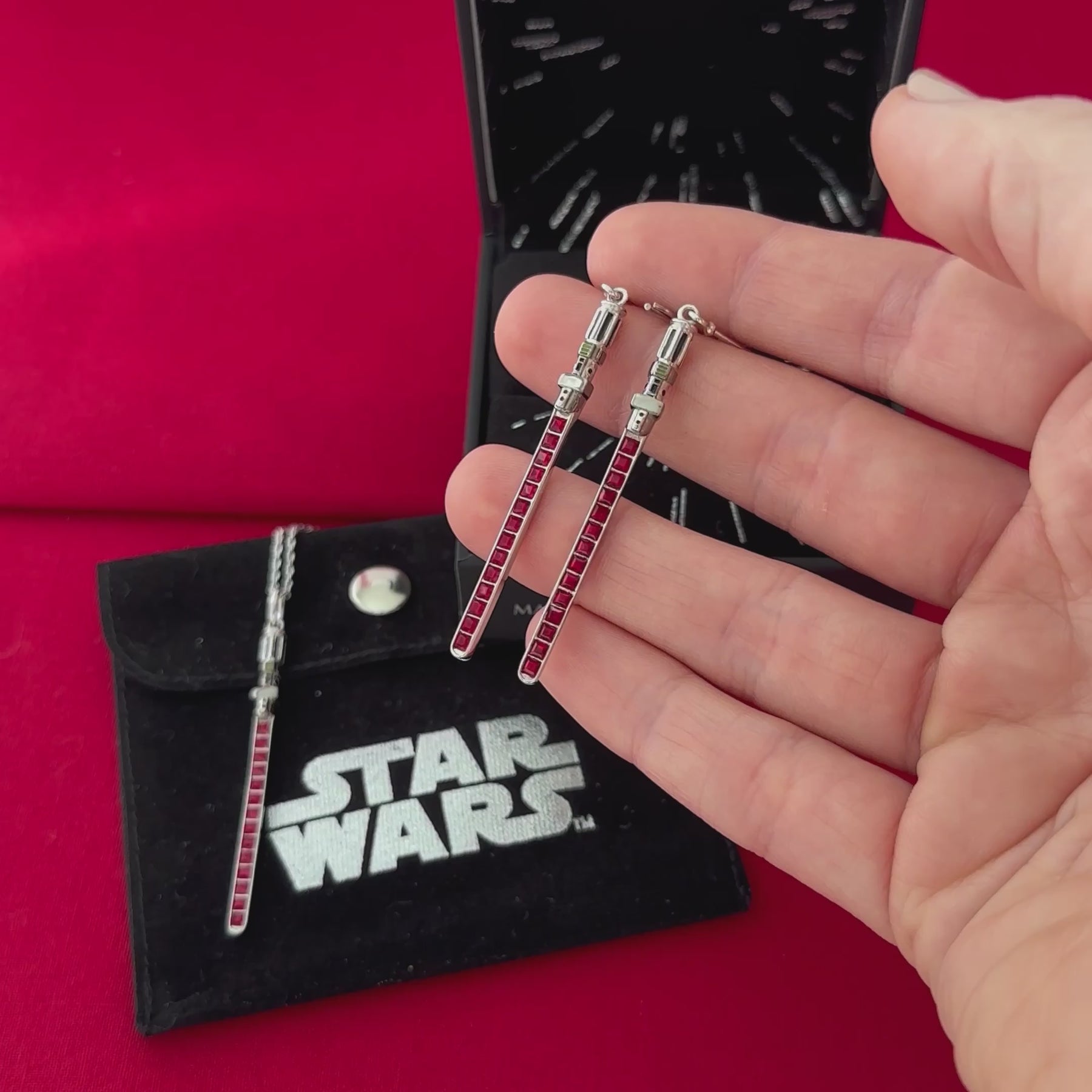 Star Wars X RockLove Darth Vader Crystal Lightsaber Earrings