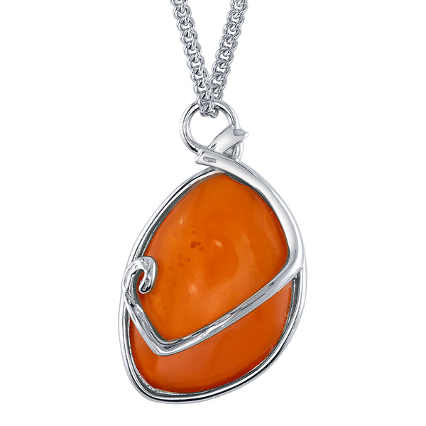 Sterling Silver Freeform Amber Necklace