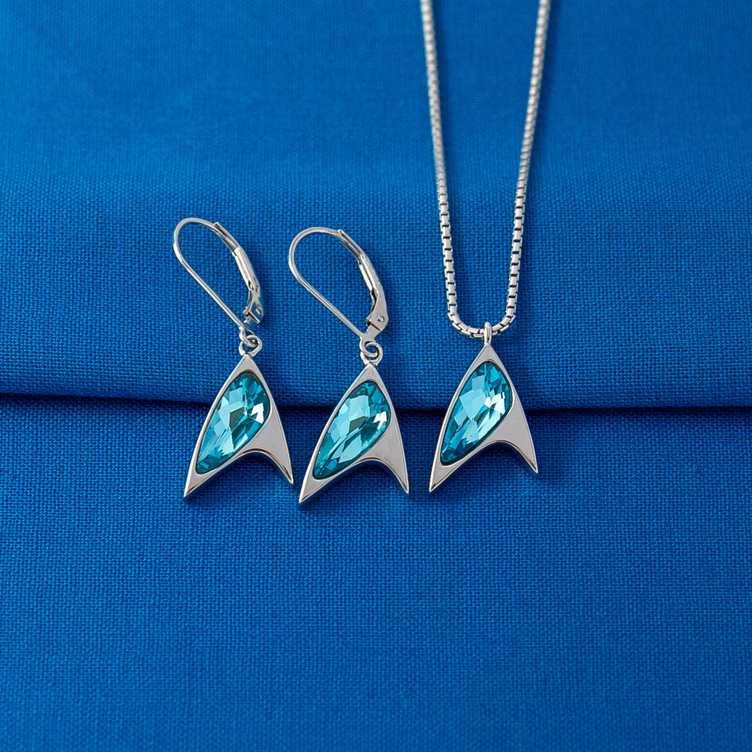 Star Trek X RockLove Blue Crystal Delta Earrings