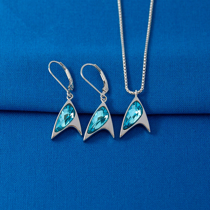 Star Trek X RockLove Blue Crystal Delta Earrings