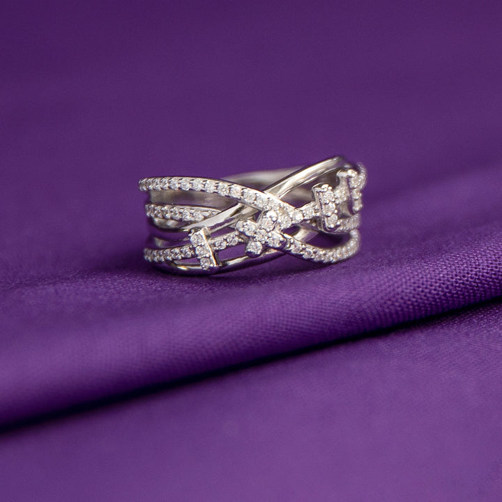 DC X RockLove Batman Returns CATWOMAN Crystal Stitches Pave Ring