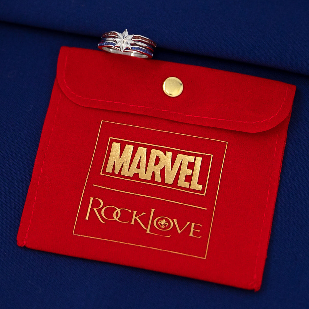 Marvel X RockLove MARVEL STUDIOS CAPTAIN MARVEL Crystal Star Stacker Rings