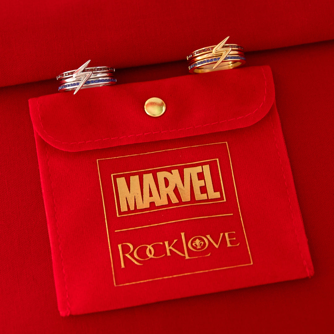 Marvel X RockLove MARVEL STUDIOS MS MARVEL Crystal Lightning Bolt Stacker Rings