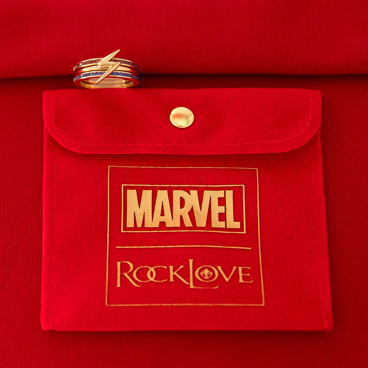 Marvel X RockLove MARVEL STUDIOS MS MARVEL Crystal Lightning Bolt Stacker Rings