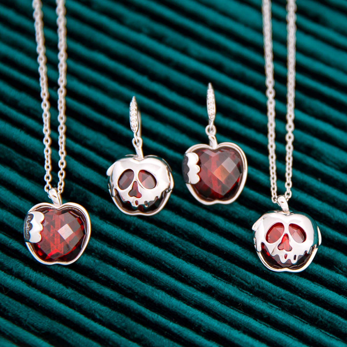 Snow White Apple Necklace with Ruby-Red Crystal Charm - RockLove