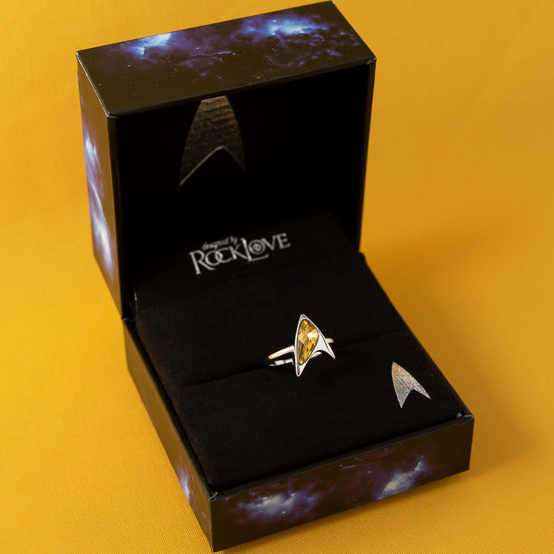 Star Trek X RockLove Yellow Crystal Delta Ring