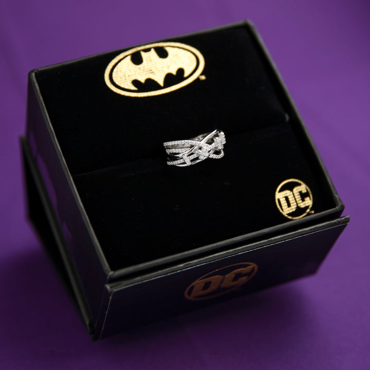 DC X RockLove Batman Returns CATWOMAN Crystal Stitches Pave Ring
