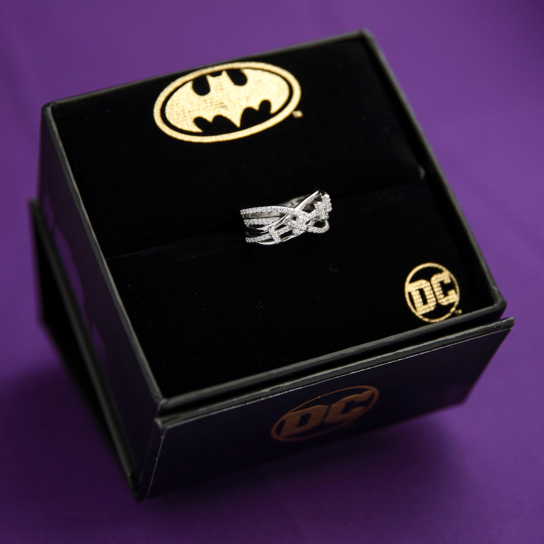 DC X RockLove Batman Returns CATWOMAN Crystal Stitches Pave Ring