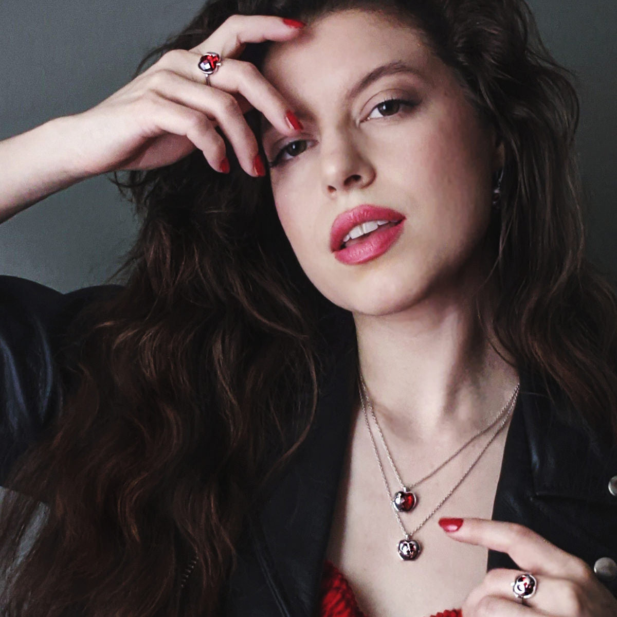 Snow White Apple Necklace with Ruby-Red Crystal Charm - RockLove