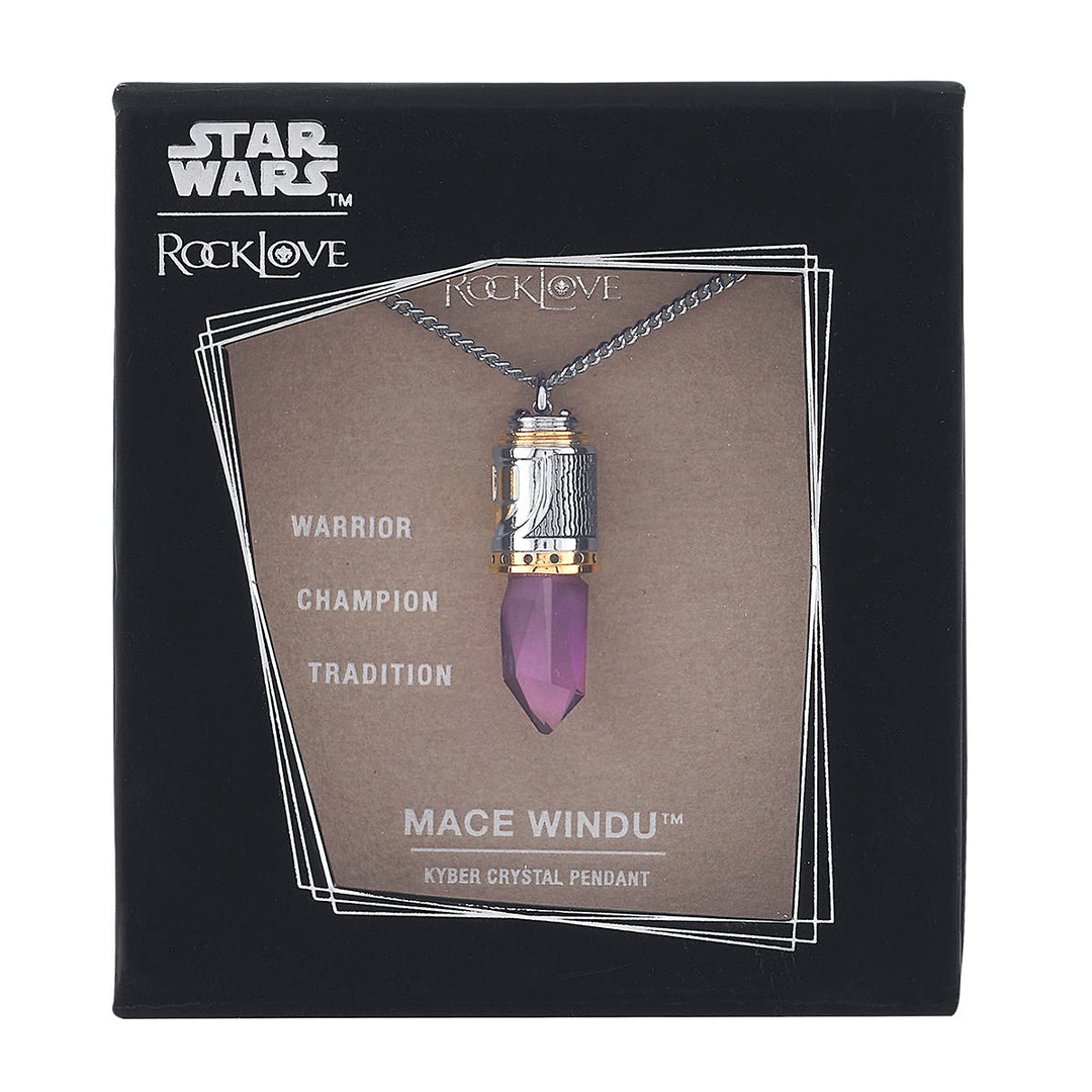 Star Wars X RockLove Mace Windu Kyber Crystal Necklace